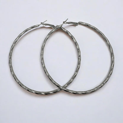 Textured Gold & Silver Statement Hoop Earrings | Bold Lightweight Fashion Jewellery - Fatisha Boutique #