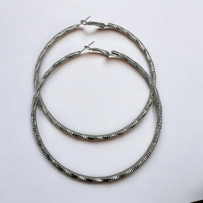 Textured Gold & Silver Statement Hoop Earrings | Bold Lightweight Fashion Jewellery - Fatisha Boutique #