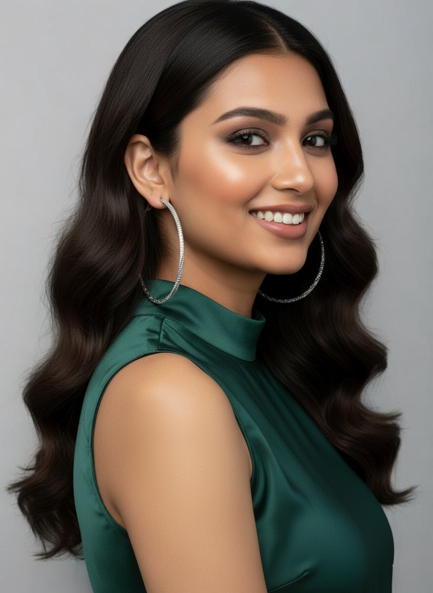 Textured Gold & Silver Statement Hoop Earrings | Bold Lightweight Fashion Jewellery - Fatisha Boutique #