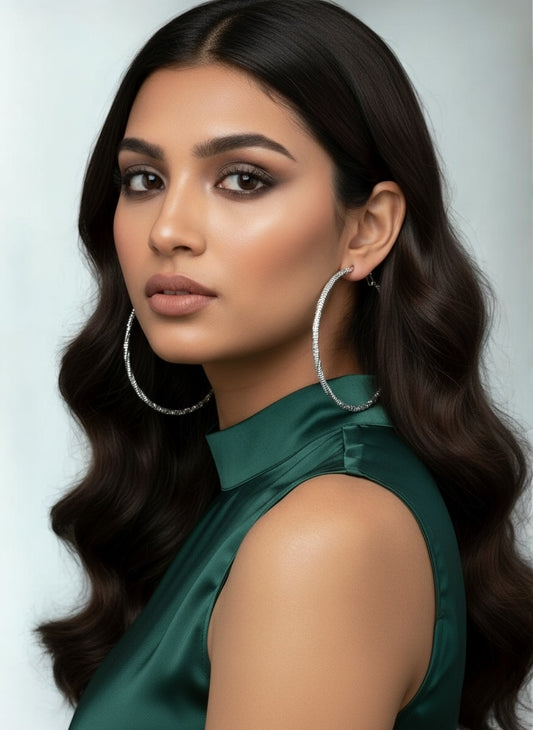 Textured Gold & Silver Statement Hoop Earrings | Bold Lightweight Fashion Jewellery - Fatisha Boutique #