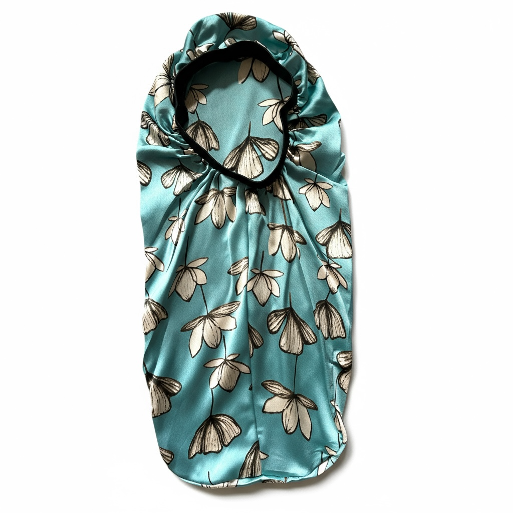 Floral Satin Silk Long Bonnet Cap for Braids, Locs & Long Hair – Lightweight Sleep Cap - Fatisha Boutique #