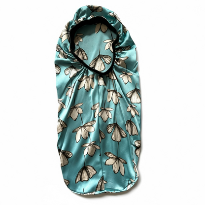 Floral Satin Silk Long Bonnet Cap for Braids, Locs & Long Hair – Lightweight Sleep Cap - Fatisha Boutique #