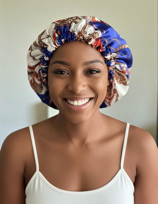 Adjustable Double-Layered Reversible Satin Bonnet – Luxury Silk Sleep Cap for Hair Protection - Fatisha Boutique #