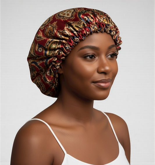 Adjustable Reversible Satin Silk Bonnet Cap – Double-Layered Sleep Cap for Natural Hair, Braids, Locs & Long Hair - Fatisha Boutique #