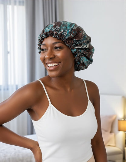 Adjustable Reversible Satin Silk Bonnet – Double-Layered Hair Protection Sleep Cap for Women - Fatisha Boutique #