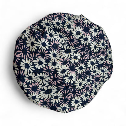 Adjustable Double-Layered Satin Silk Bonnet Cap – Reversible Blue Floral Sleep Cap for Hair Protection - Fatisha Boutique #
