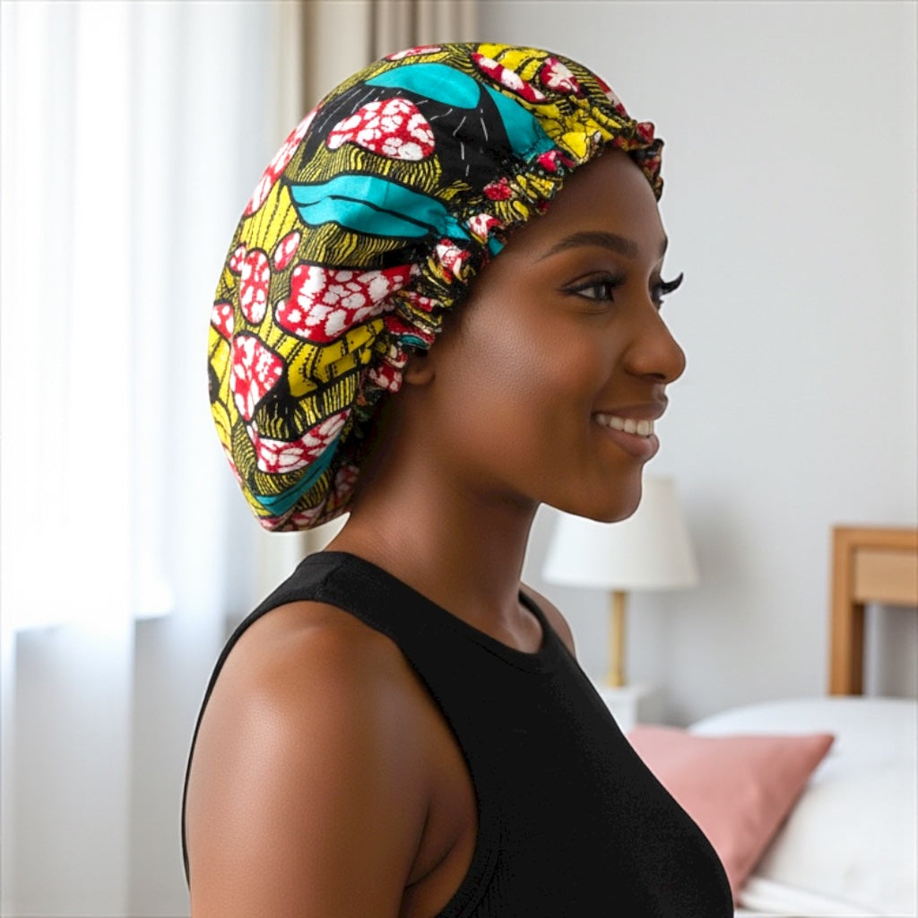 Adjustable Reversible Satin Silk Bonnet – Double-Layered Hair Protection Cap - Fatisha Boutique #