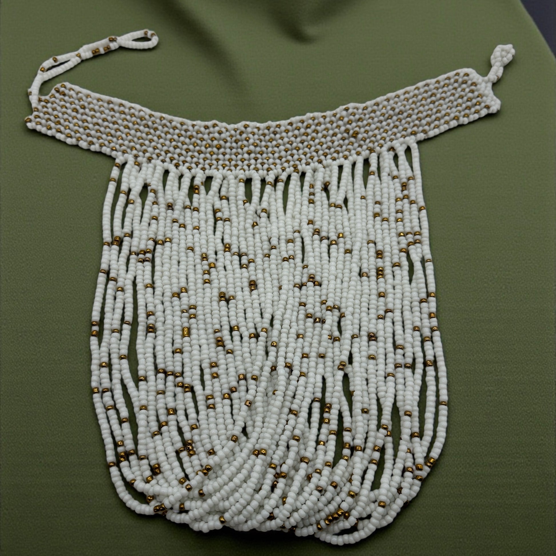 Authentic African White Beaded Ethnic Choker Pendant Necklace - Fatisha Boutique #