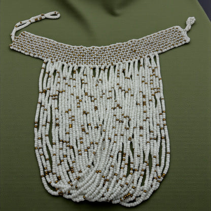 Authentic African White Beaded Ethnic Choker Pendant Necklace - Fatisha Boutique #