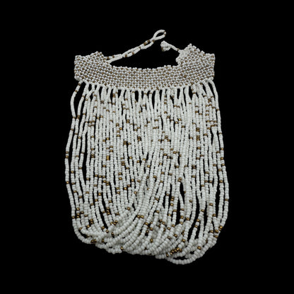 Authentic African White Beaded Ethnic Choker Pendant Necklace - Fatisha Boutique #