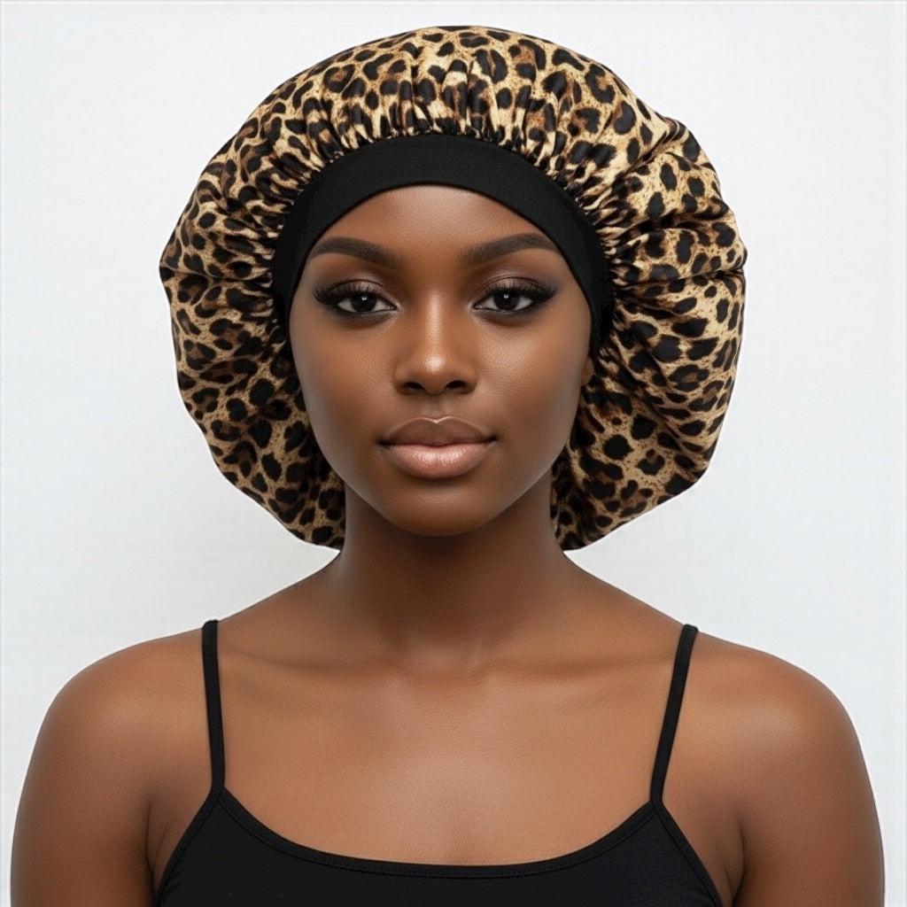 Floral Satin Silk Bonnet – Breathable, Anti-Frizz Hair Cap for Curly & Natural Hair - Fatisha Boutique #