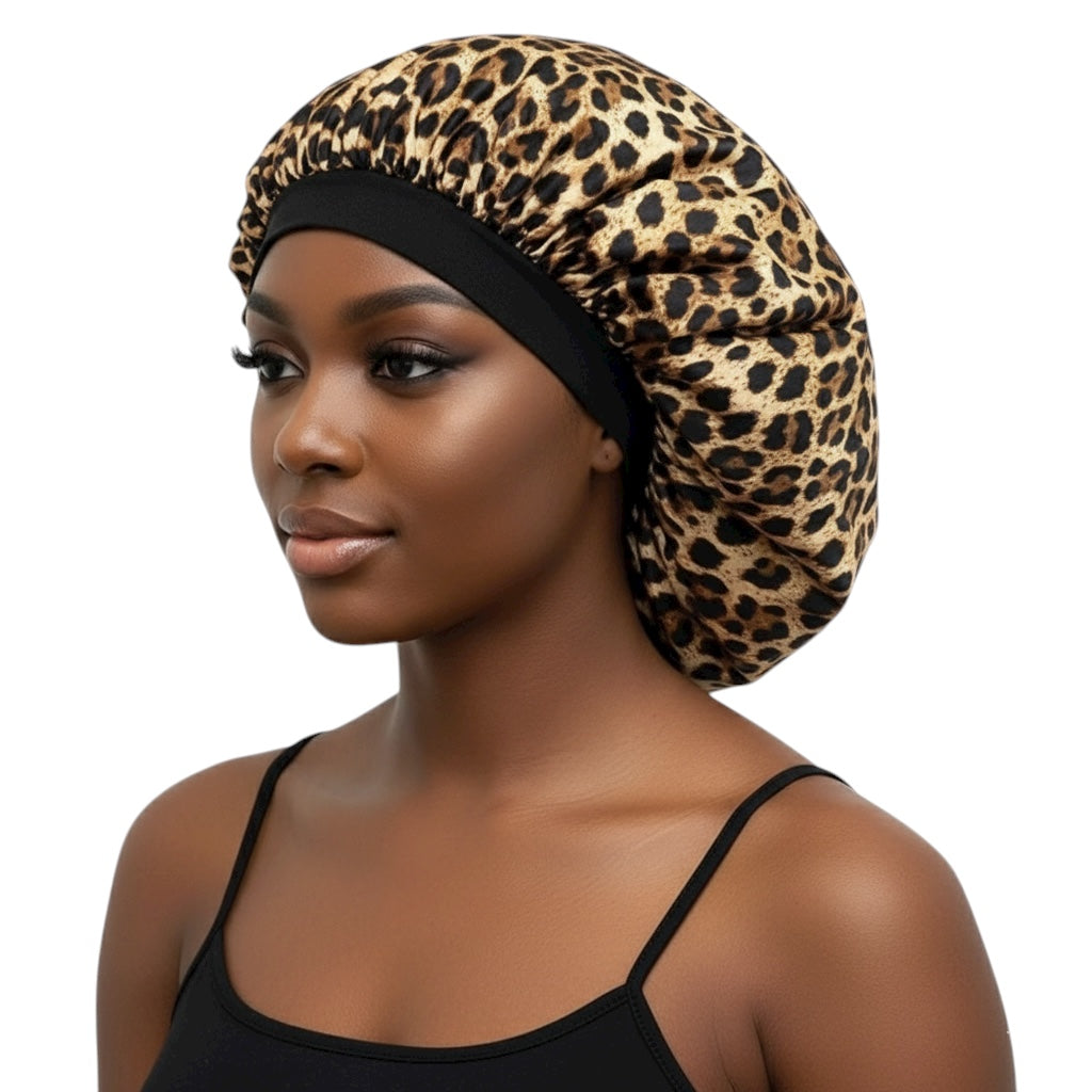 Floral Satin Silk Bonnet – Breathable, Anti-Frizz Hair Cap for Curly & Natural Hair - Fatisha Boutique #