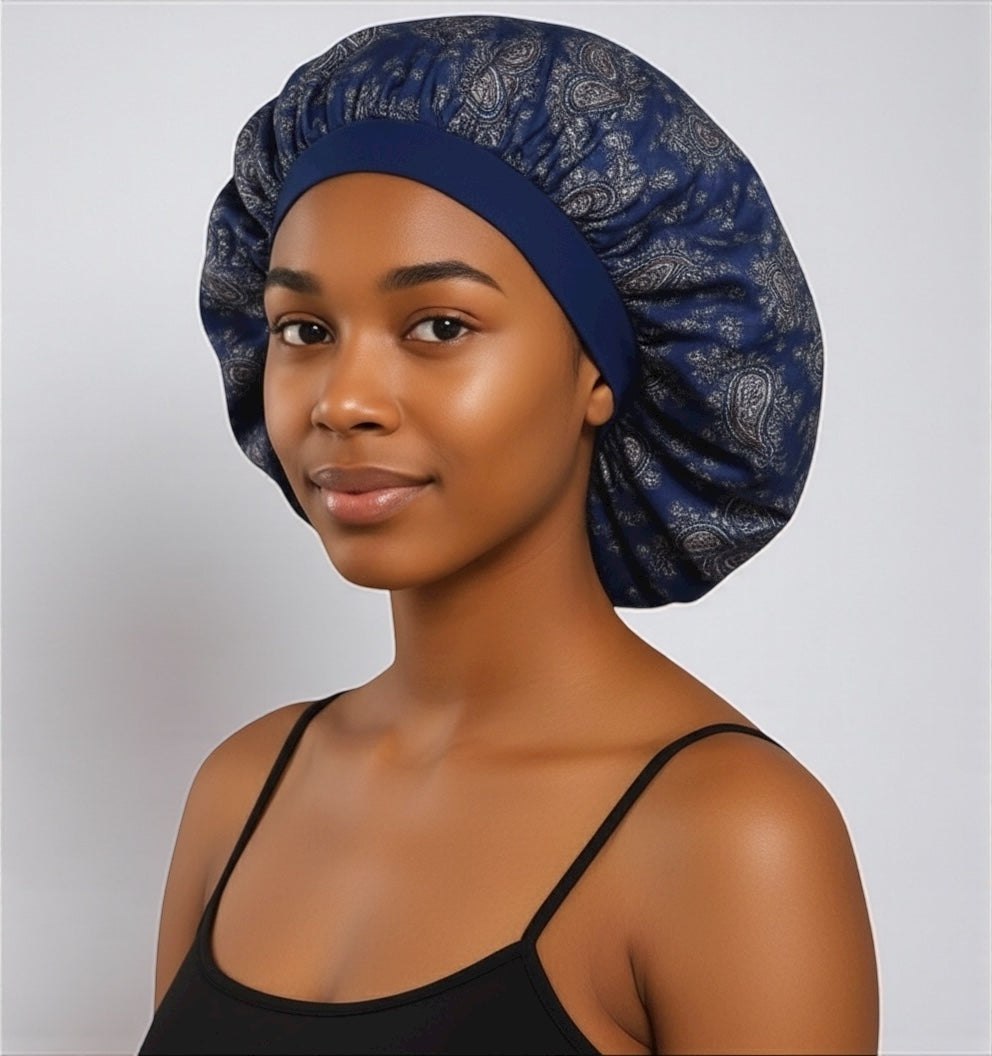 Floral Satin Silk Bonnet – Breathable, Anti-Frizz Hair Cap for Curly & Natural Hair - Fatisha Boutique #