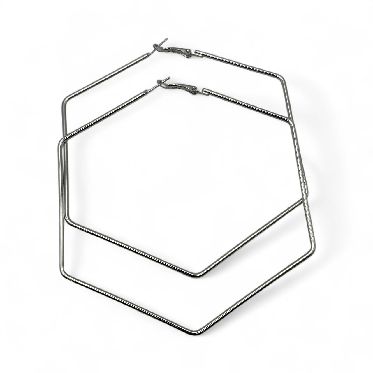 Bold 9cm Hexagon Hoop Earrings – Lightweight Geometric Statement Jewellery in Gold & Silver - Fatisha Boutique #