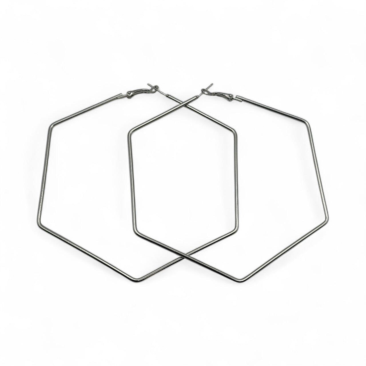 Bold 9cm Hexagon Hoop Earrings – Lightweight Geometric Statement Jewellery in Gold & Silver - Fatisha Boutique #