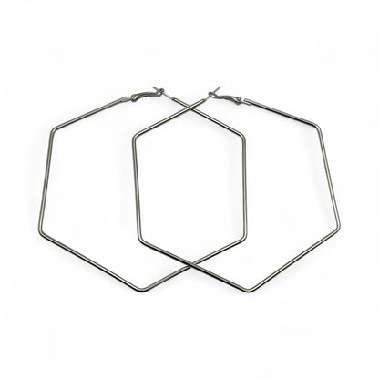Bold 9cm Hexagon Hoop Earrings – Lightweight Geometric Statement Jewellery in Gold & Silver - Fatisha Boutique #