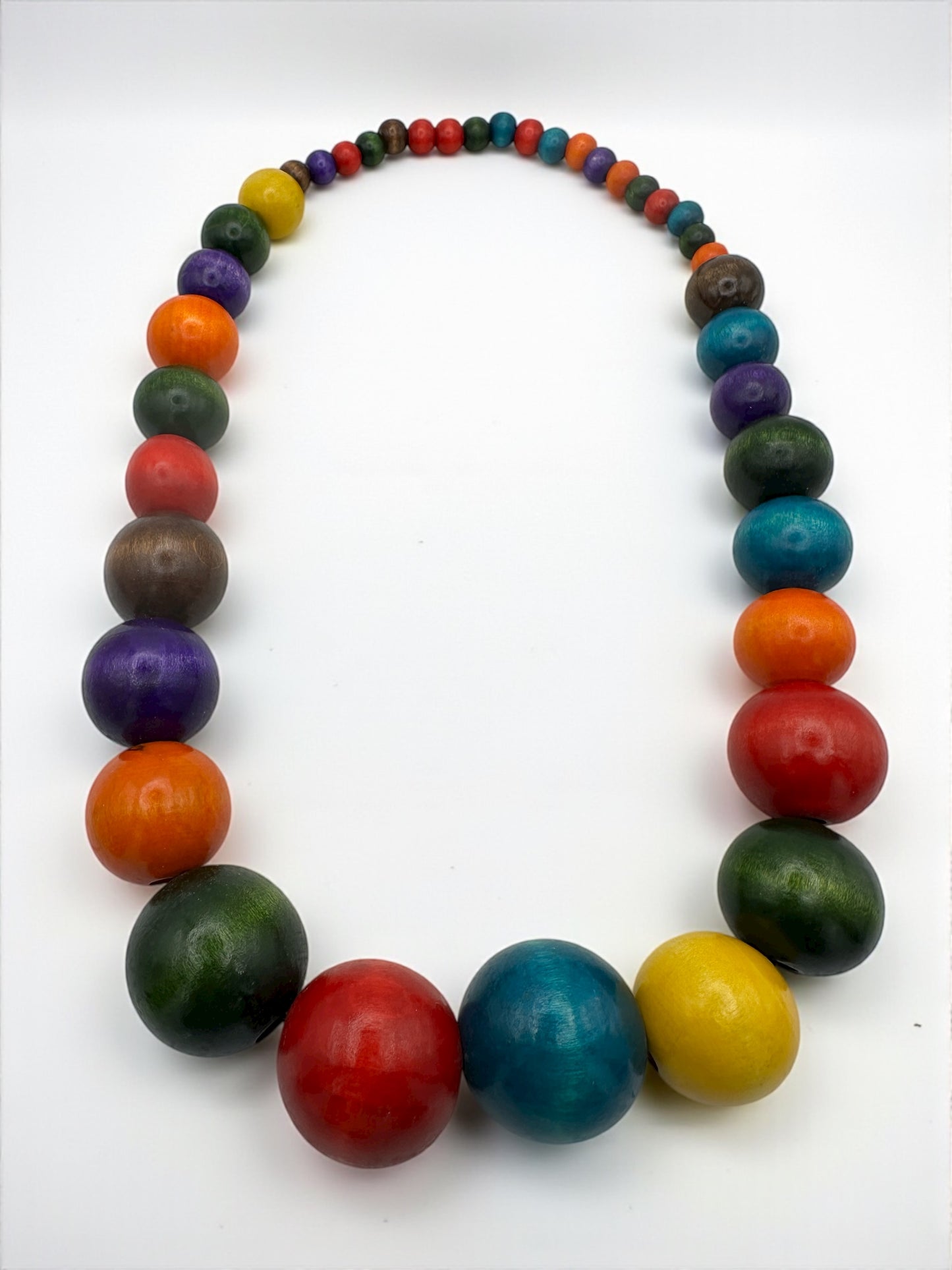 Handmade African Wooden Beaded Necklace – Large Multicoloured Ethnic Statement Jewellery - Fatisha Boutique #