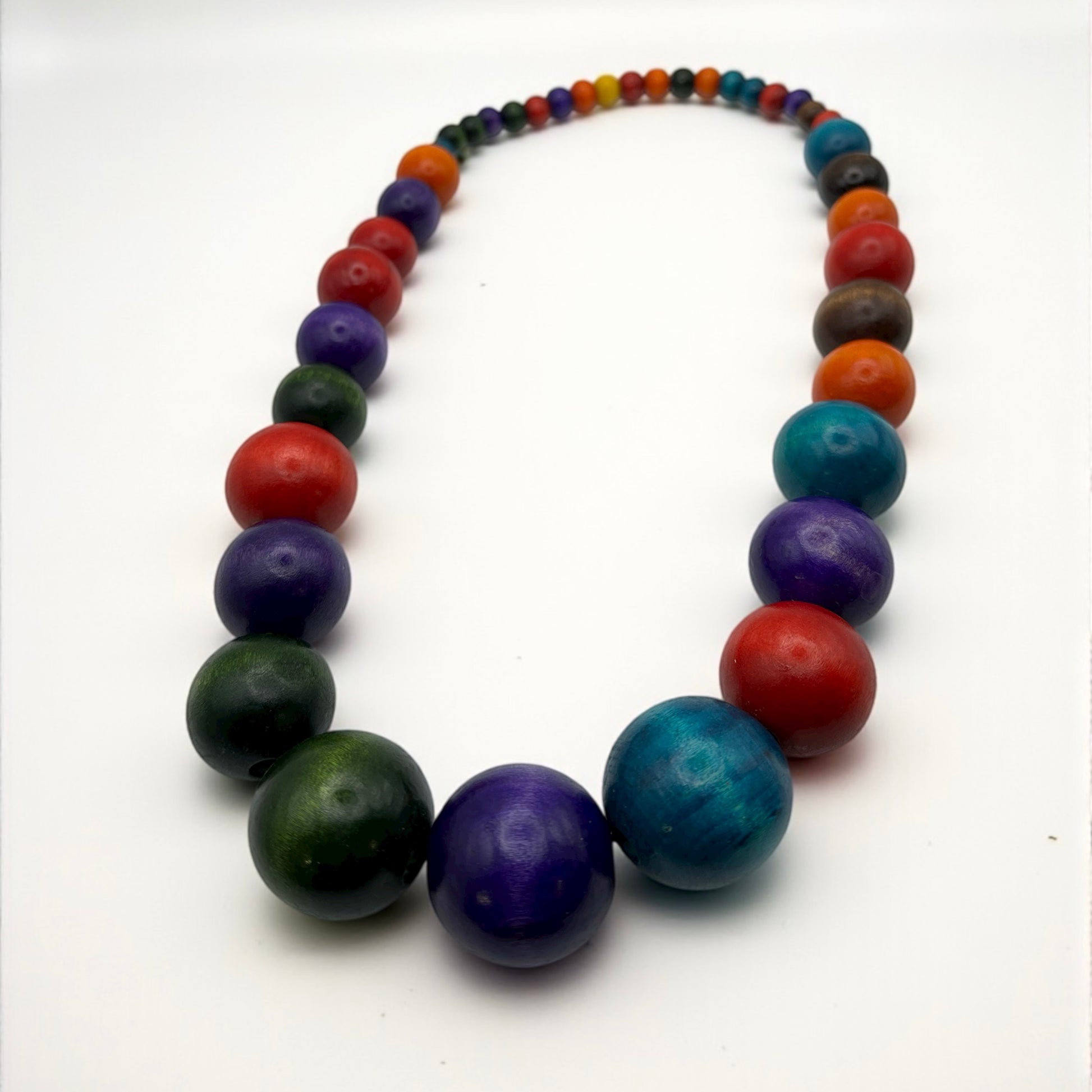 Handmade African Wooden Beaded Necklace – Large Multicoloured Ethnic Statement Jewellery - Fatisha Boutique #