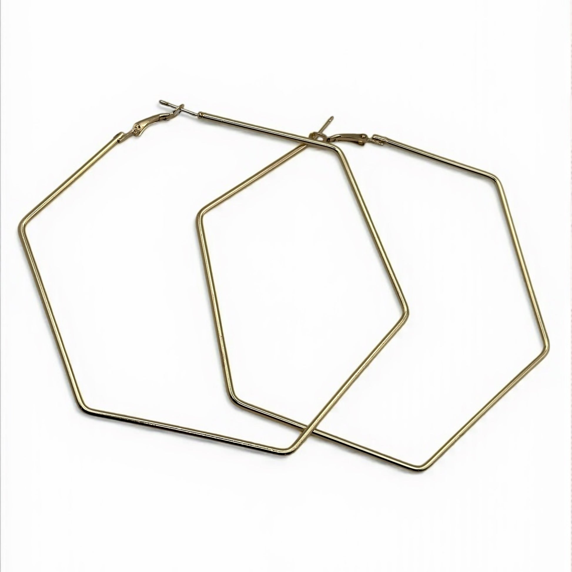 Bold 9cm Hexagon Hoop Earrings – Lightweight Geometric Statement Jewellery in Gold & Silver - Fatisha Boutique #