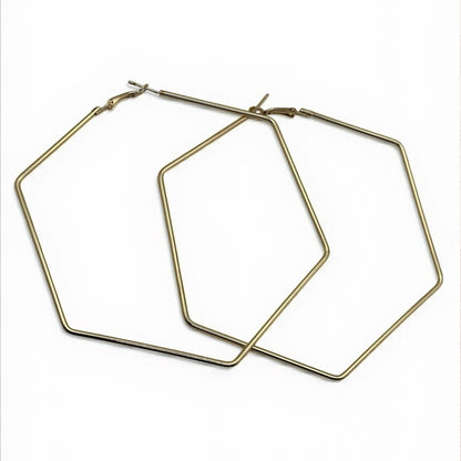 Bold 9cm Hexagon Hoop Earrings – Lightweight Geometric Statement Jewellery in Gold & Silver - Fatisha Boutique #
