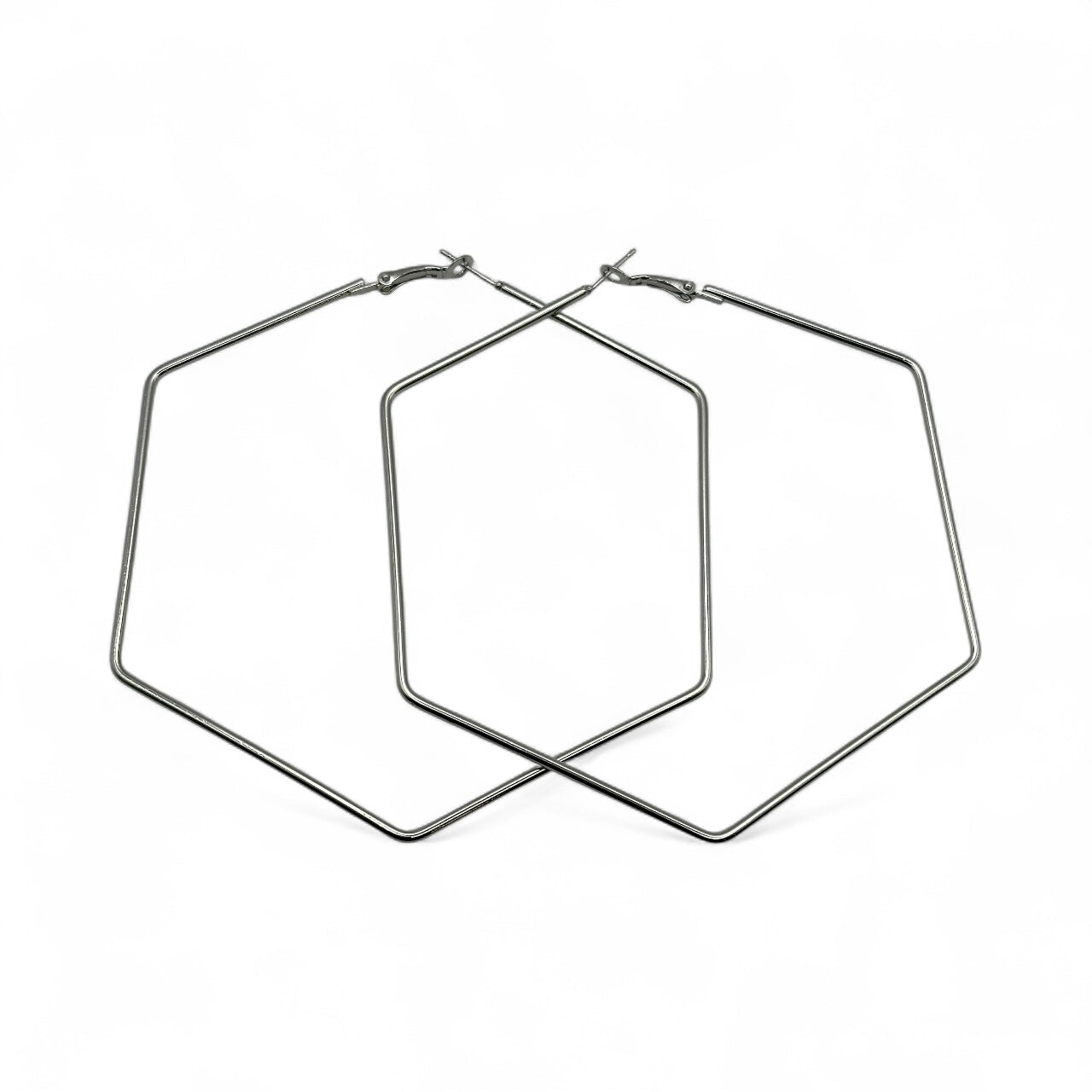 Bold 9cm Hexagon Hoop Earrings – Lightweight Geometric Statement Jewellery in Gold & Silver - Fatisha Boutique #