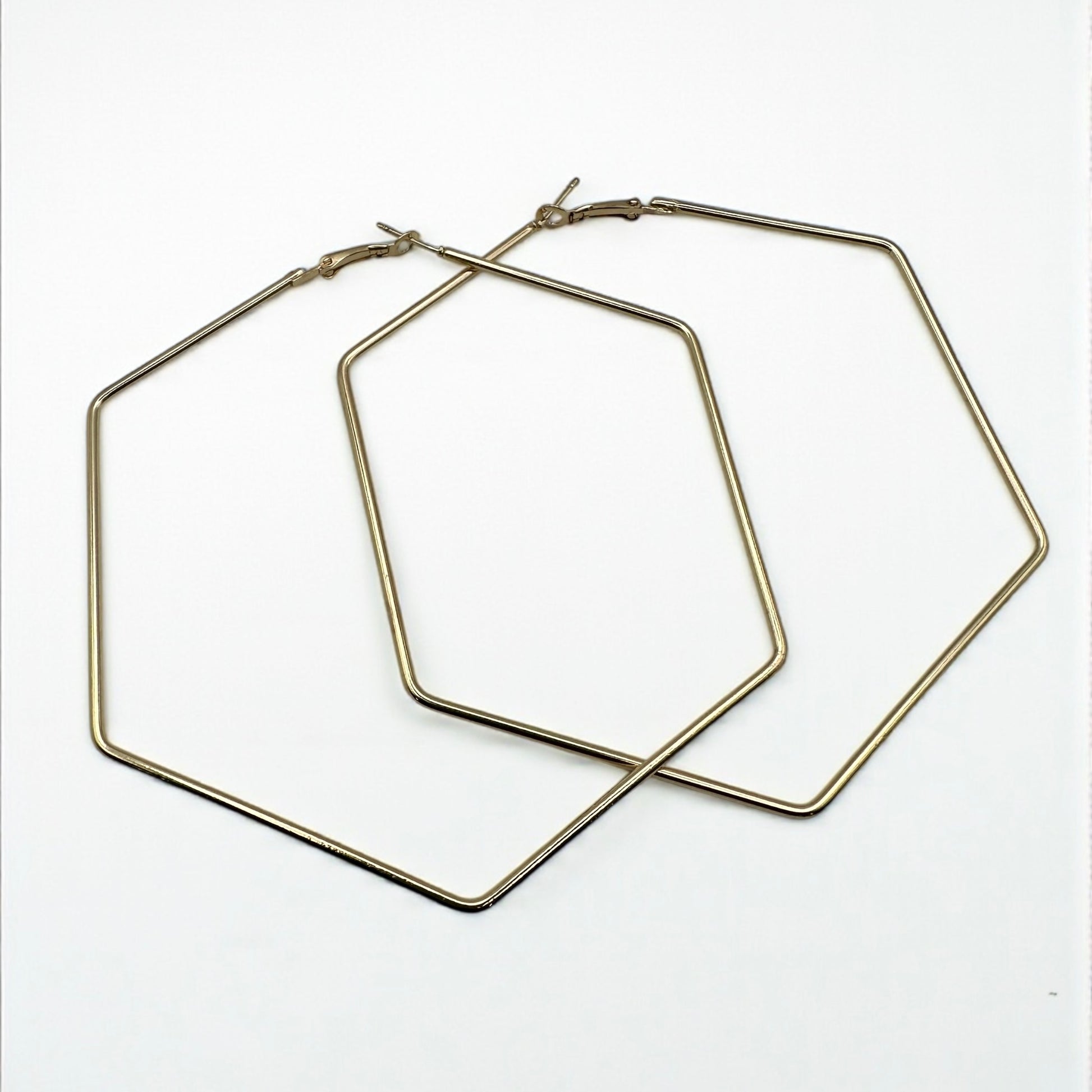 Bold 9cm Hexagon Hoop Earrings – Lightweight Geometric Statement Jewellery in Gold & Silver - Fatisha Boutique #