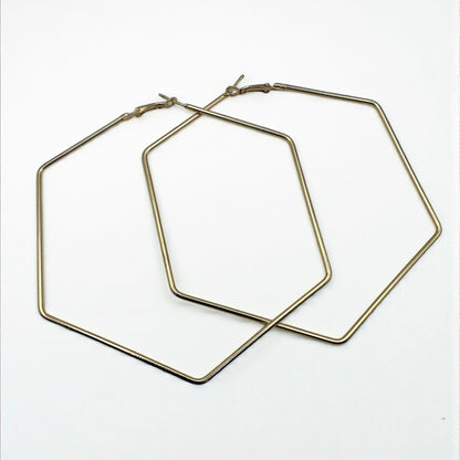 Bold 9cm Hexagon Hoop Earrings – Lightweight Geometric Statement Jewellery in Gold & Silver - Fatisha Boutique #