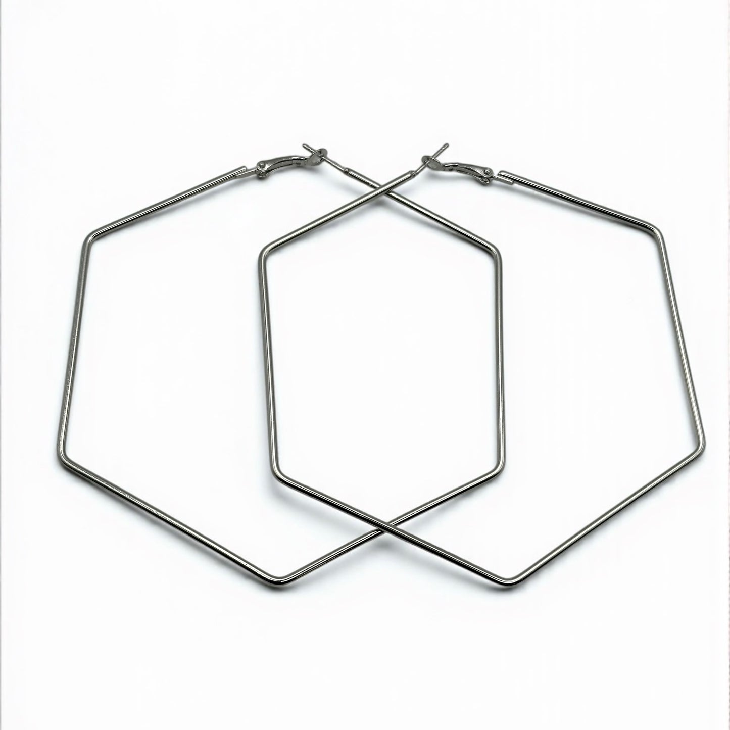Bold 9cm Hexagon Hoop Earrings – Lightweight Geometric Statement Jewellery in Gold & Silver - Fatisha Boutique #