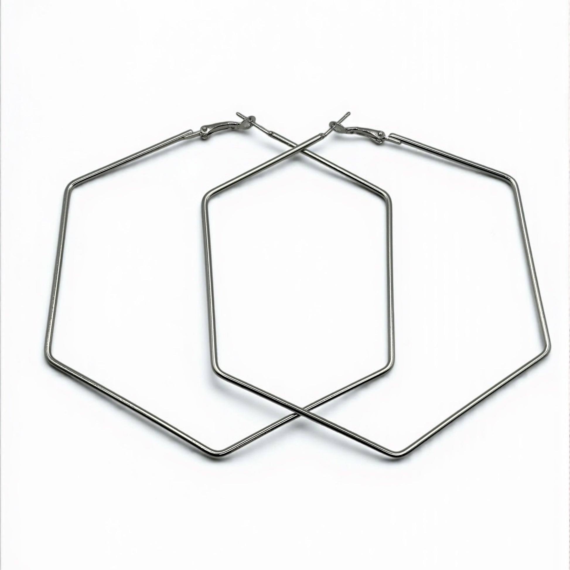 Bold 9cm Hexagon Hoop Earrings – Lightweight Geometric Statement Jewellery in Gold & Silver - Fatisha Boutique #