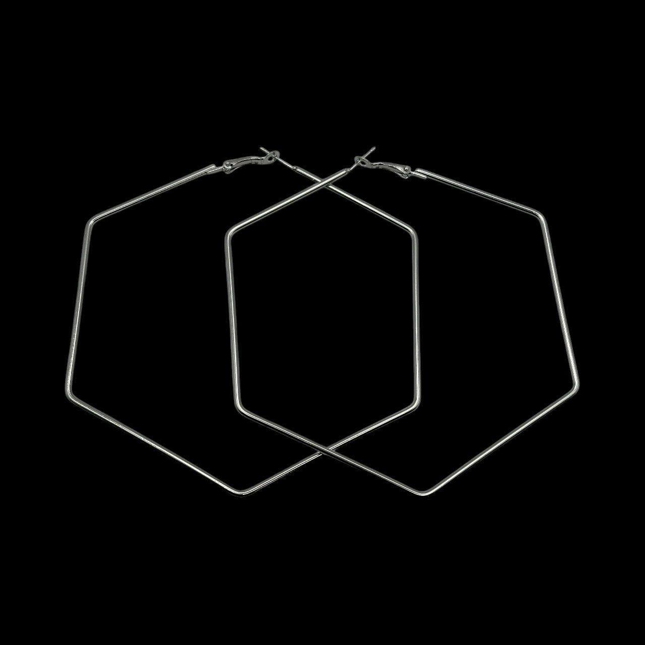 Bold 9cm Hexagon Hoop Earrings – Lightweight Geometric Statement Jewellery in Gold & Silver - Fatisha Boutique #