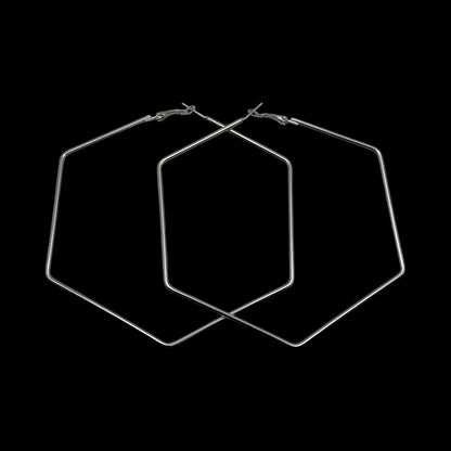 Bold 9cm Hexagon Hoop Earrings – Lightweight Geometric Statement Jewellery in Gold & Silver - Fatisha Boutique #