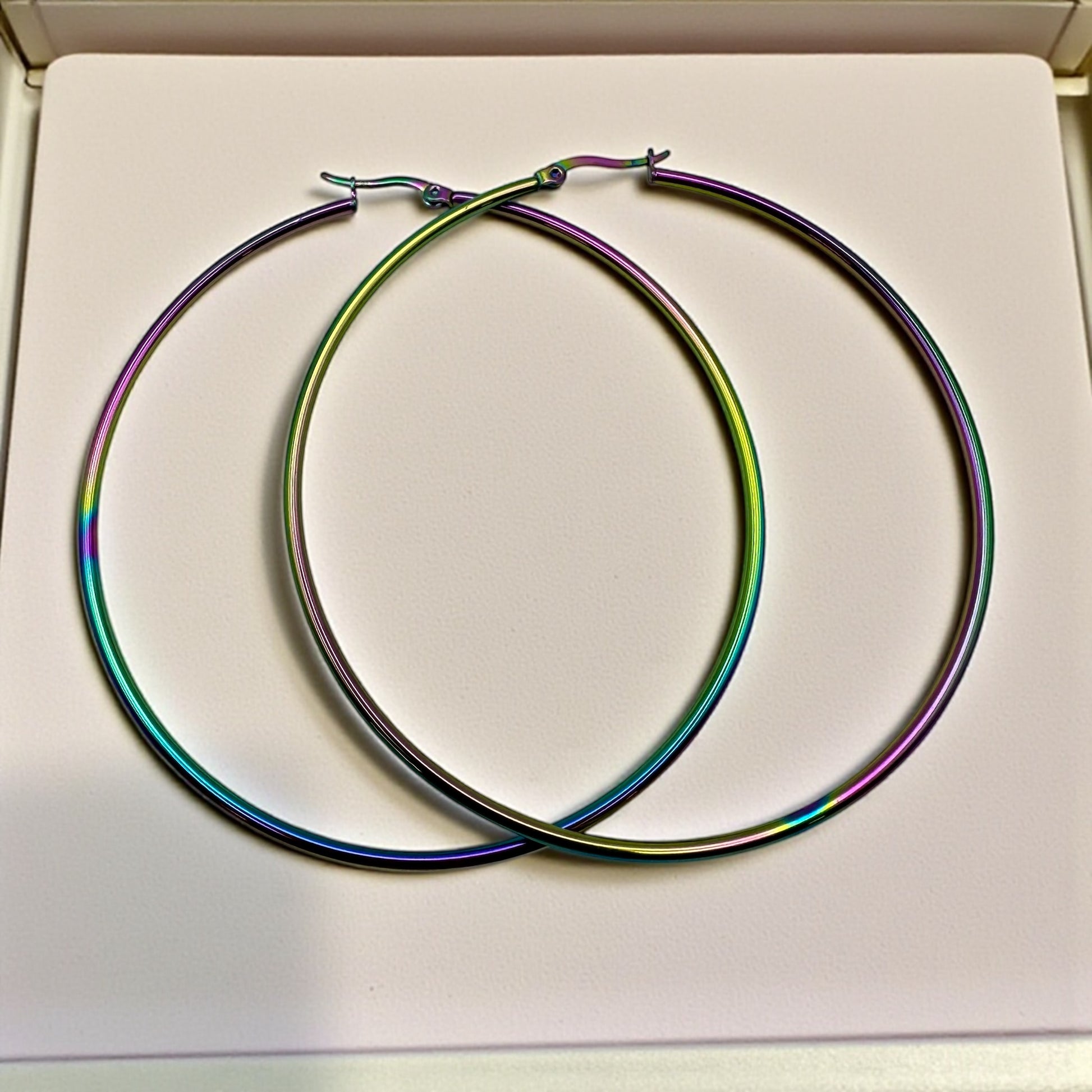 7cm Stainless Steel Hoop Earrings – Gold, Silver, Black, Rose Gold, Multicolour - Fatisha Boutique #