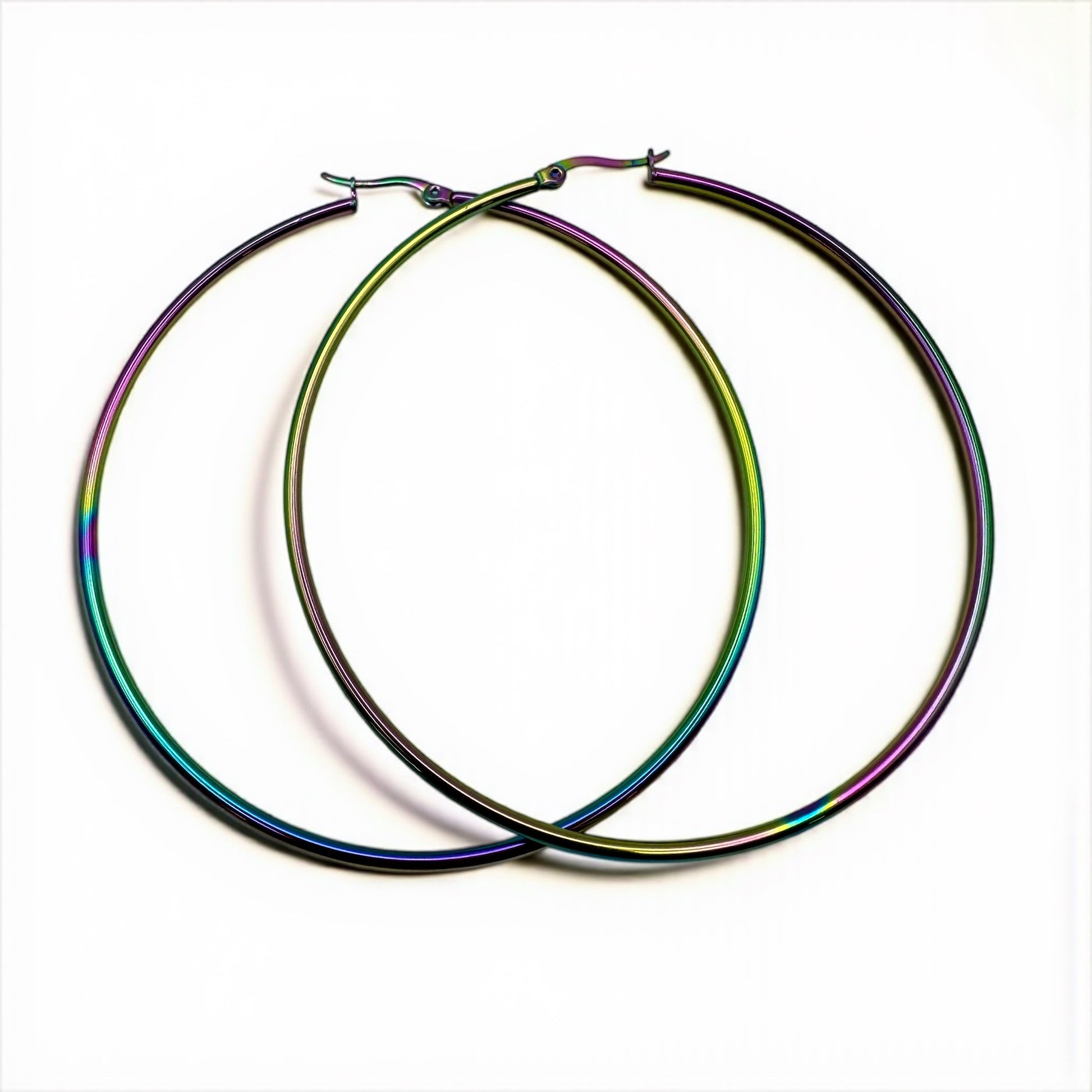7cm Stainless Steel Hoop Earrings – Gold, Silver, Black, Rose Gold, Multicolour - Fatisha Boutique #