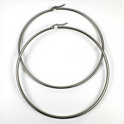 7cm Stainless Steel Hoop Earrings – Gold, Silver, Black, Rose Gold, Multicolour - Fatisha Boutique #
