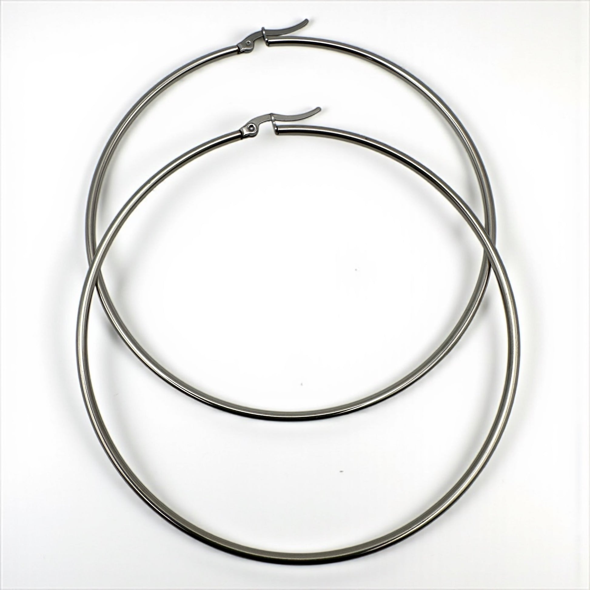 7cm Stainless Steel Hoop Earrings – Gold, Silver, Black, Rose Gold, Multicolour - Fatisha Boutique #