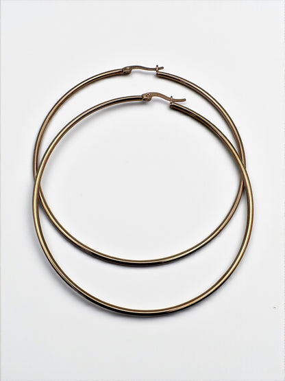 7cm Stainless Steel Hoop Earrings – Gold, Silver, Black, Rose Gold, Multicolour - Fatisha Boutique #