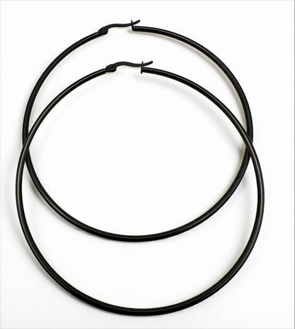 7cm Stainless Steel Hoop Earrings – Gold, Silver, Black, Rose Gold, Multicolour - Fatisha Boutique #