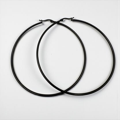 7cm Stainless Steel Hoop Earrings – Gold, Silver, Black, Rose Gold, Multicolour - Fatisha Boutique #