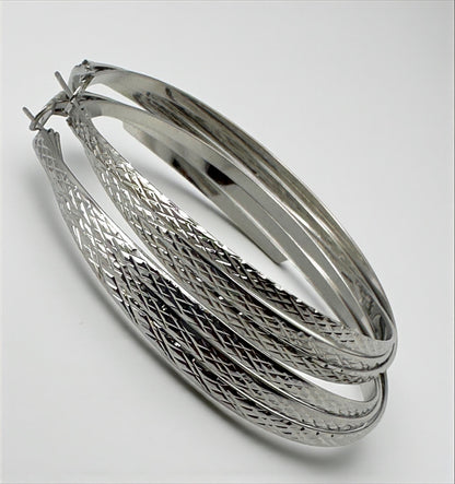 7cm Textured Chunky Hoop Earrings – Bold Lightweight Gold & Silver Fashion Jewellery - Fatisha Boutique #