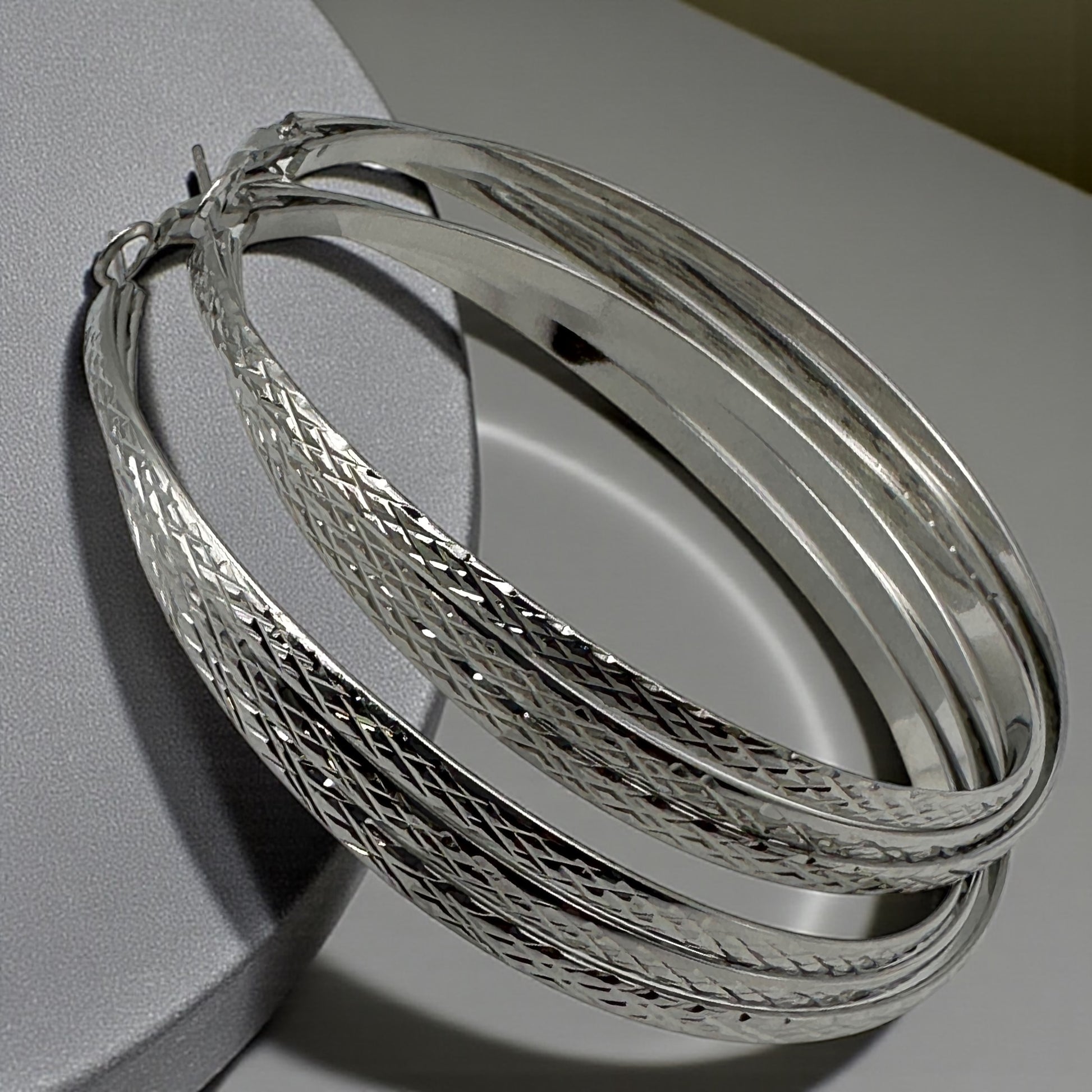 7cm Textured Chunky Hoop Earrings – Bold Lightweight Gold & Silver Fashion Jewellery - Fatisha Boutique #