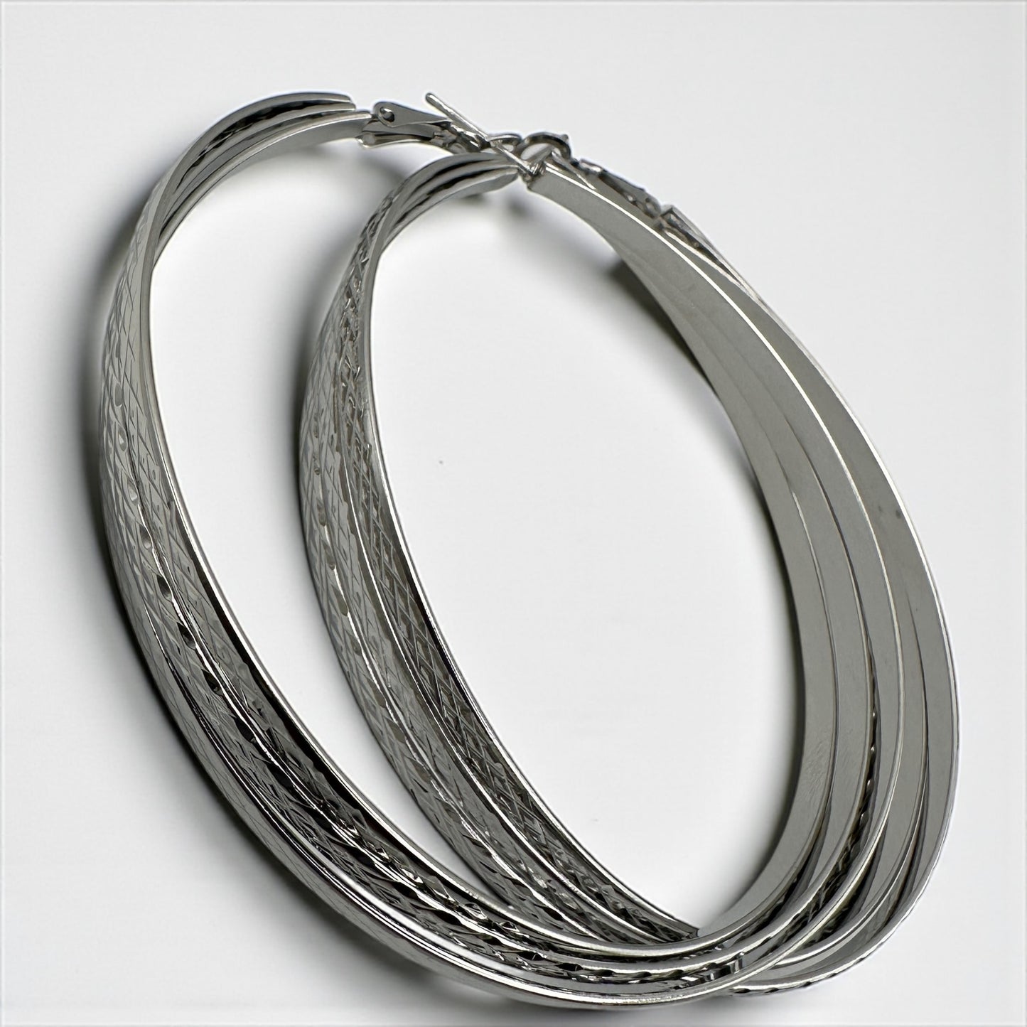 7cm Textured Chunky Hoop Earrings – Bold Lightweight Gold & Silver Fashion Jewellery - Fatisha Boutique #