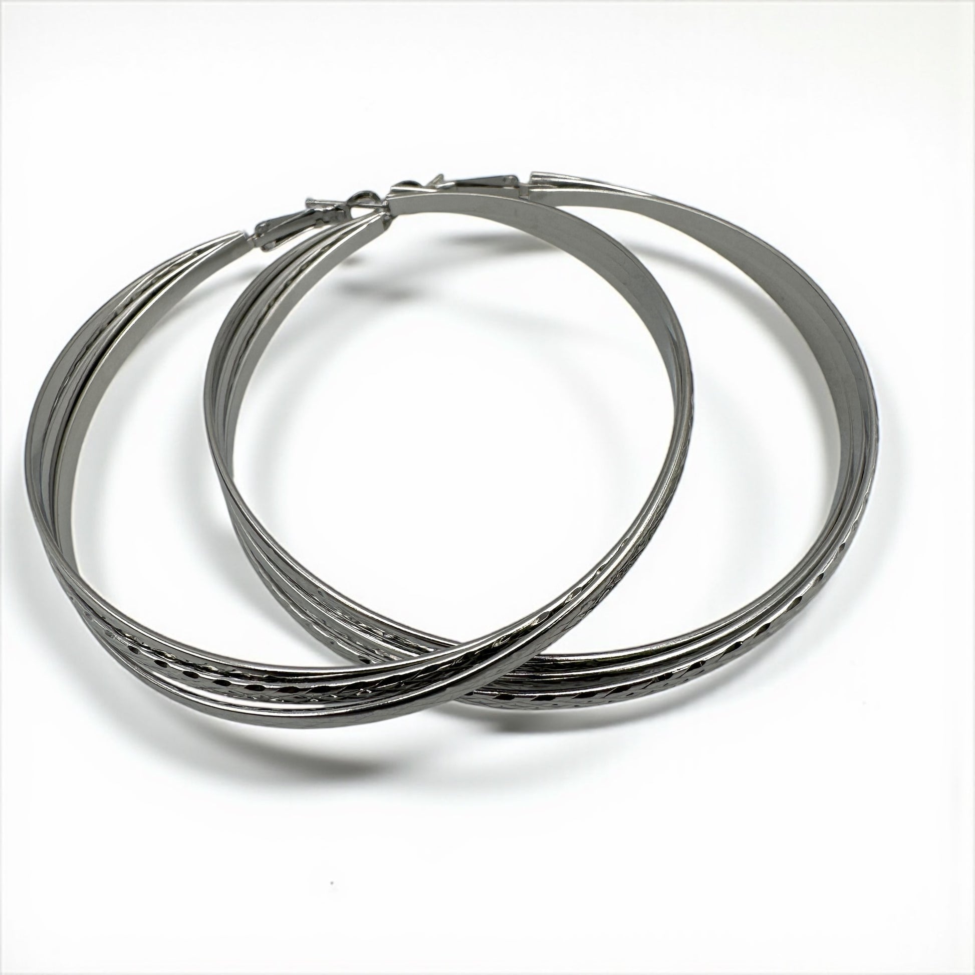 7cm Textured Chunky Hoop Earrings – Bold Lightweight Gold & Silver Fashion Jewellery - Fatisha Boutique #
