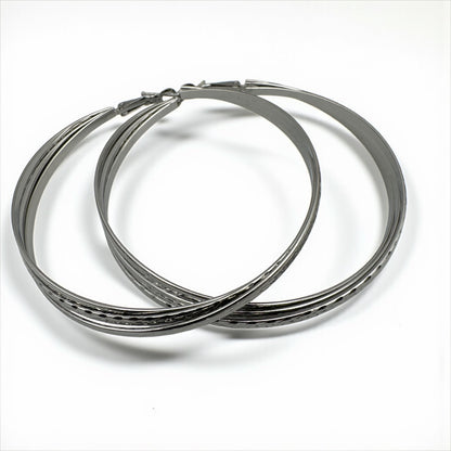 7cm Textured Chunky Hoop Earrings – Bold Lightweight Gold & Silver Fashion Jewellery - Fatisha Boutique #
