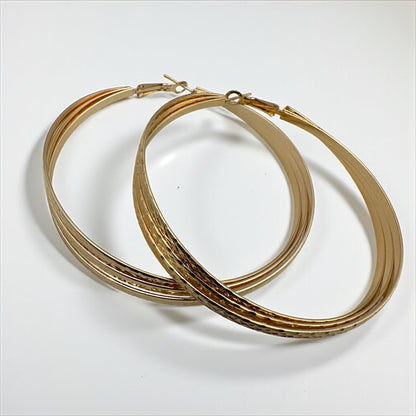 7cm Textured Chunky Hoop Earrings – Bold Lightweight Gold & Silver Fashion Jewellery - Fatisha Boutique #