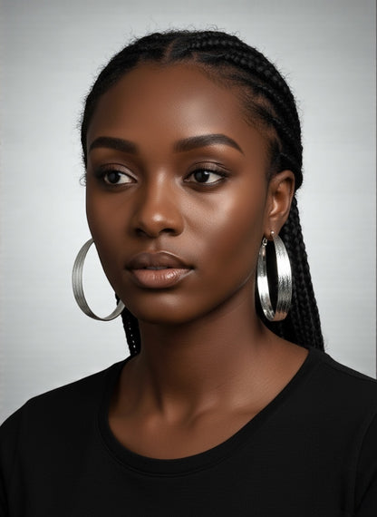 7cm Textured Chunky Hoop Earrings – Bold Lightweight Gold & Silver Fashion Jewellery - Fatisha Boutique #
