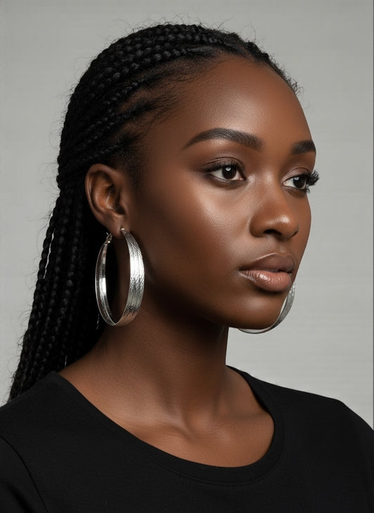 7cm Textured Chunky Hoop Earrings – Bold Lightweight Gold & Silver Fashion Jewellery - Fatisha Boutique #