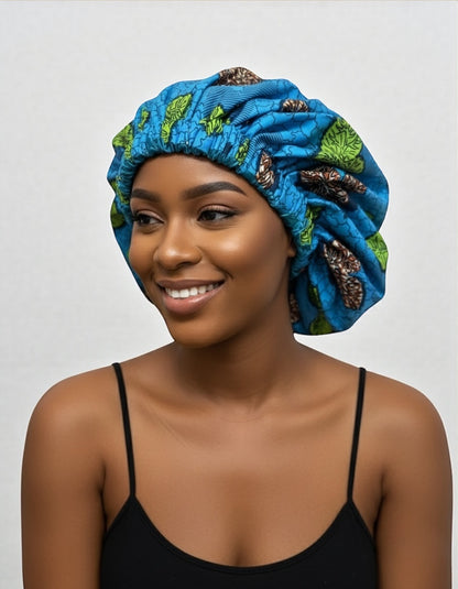Double Layered Reversible Ankara Satin Silk Bonnet Cap – African Print Sleep Hat - Fatisha Boutique #