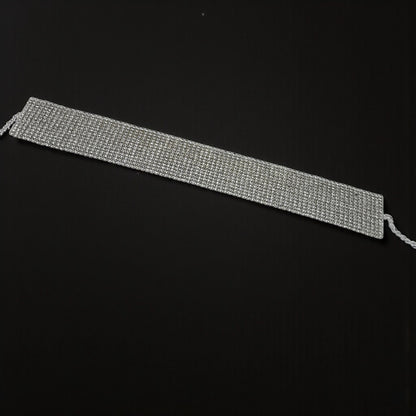 Glamorous Crystal Rhinestone Choker Necklace – 3cm Wide Statement Jewellery (Gold or Silver)