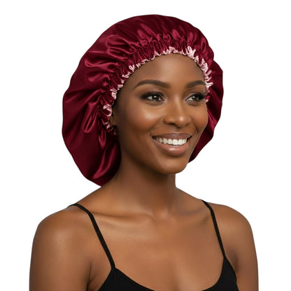 Double-Layered Reversible Satin Silk Bonnet Cap – Hair Protection Night Sleep Cap - Fatisha Boutique #
