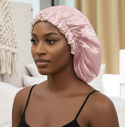 Double-Layered Reversible Satin Silk Bonnet Cap – Hair Protection Night Sleep Cap - Fatisha Boutique #